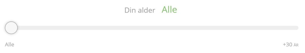 Bildet viser en del av refinansieringskalkulatoren hvor du kan fylle inn din alder for å få boliglån tilbudene som godtar betalingsanmelding basert på din alder fra 18 år og til 30 år og oppover.