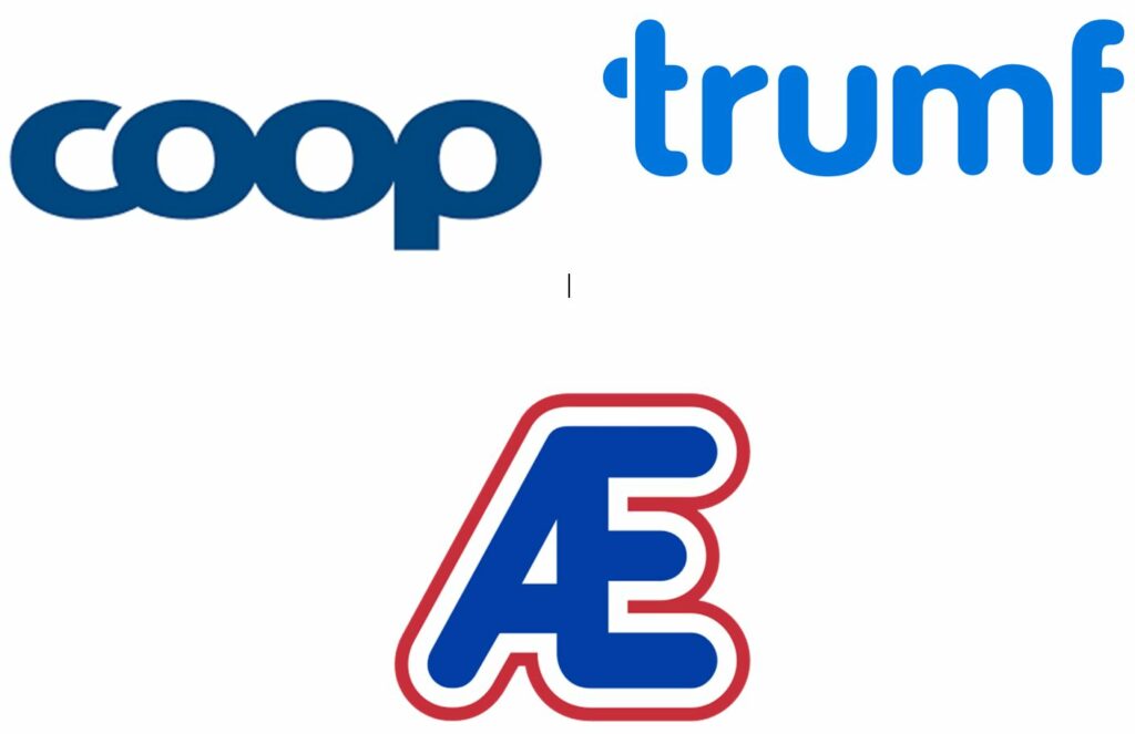 Bildet viser logoene til COOP, Trumf og Æ relatert til kapitlet om å spare penger når du bruker kortet